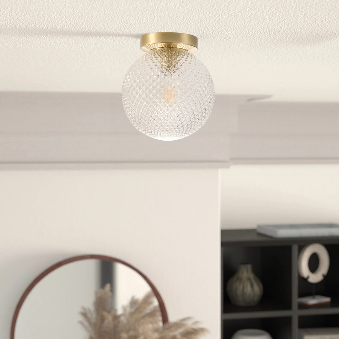 Dimmable Globe Ceiling Light Semi-flush Mount Acrylic Gold Mid-century Modern