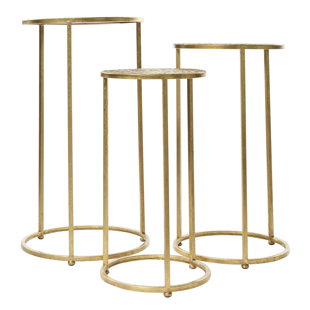 Gold Iron Glam Accent Table (Set of 3) 16 X 28round Round Goldtone Finish