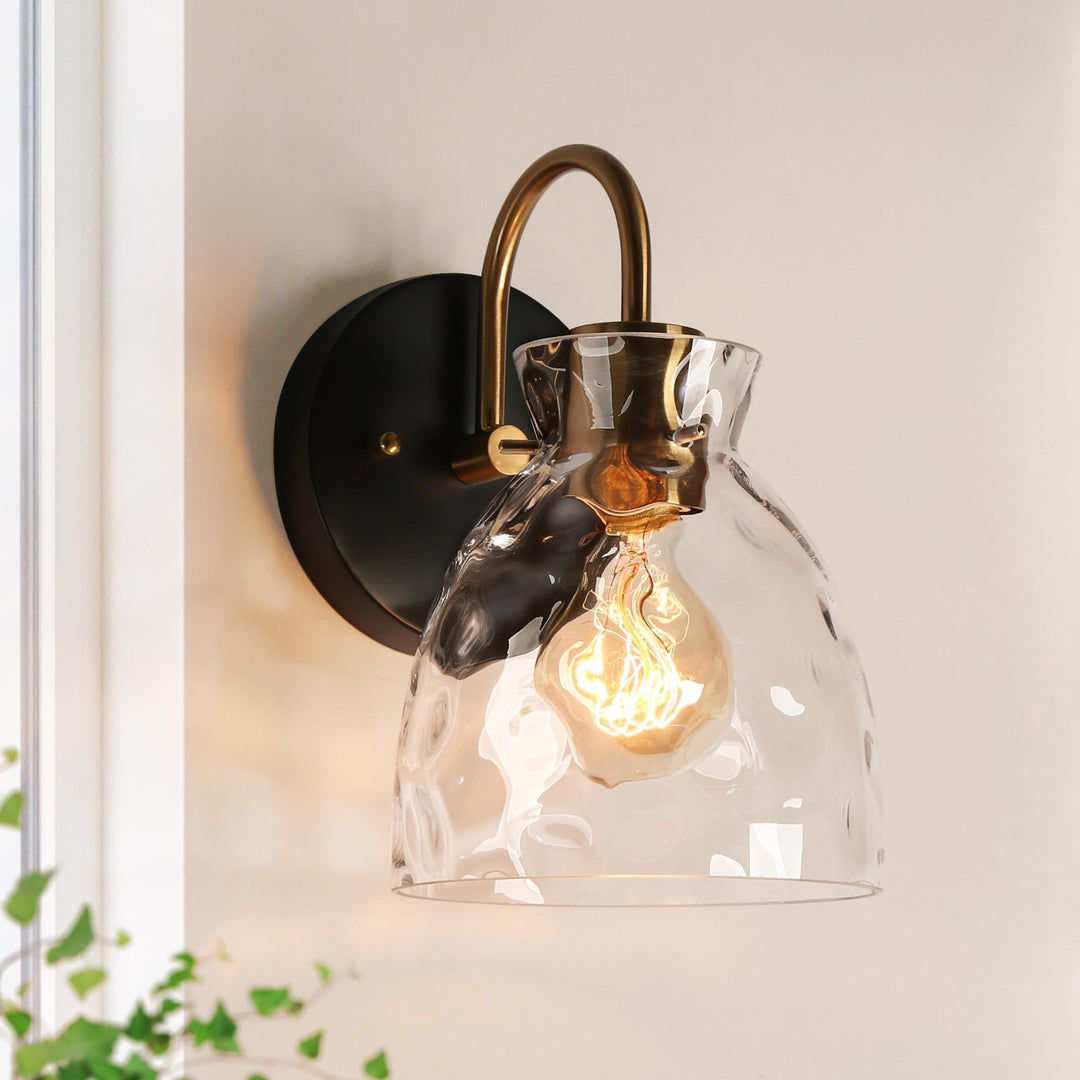 Modern Transitional 1-1ight Sconce Farmhouse Black Gold Wall Light with Water