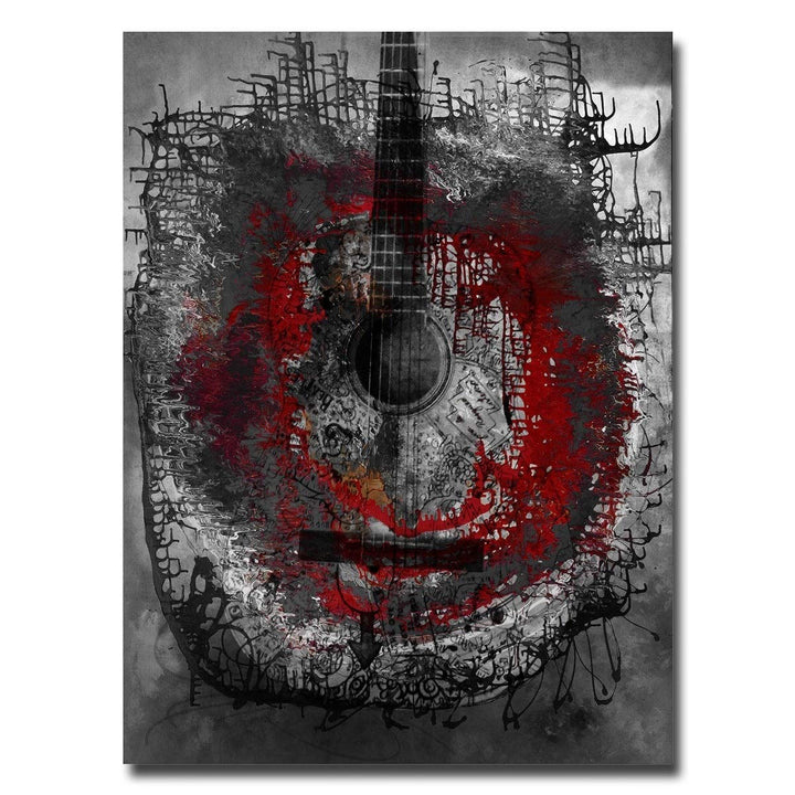 Acoustic Guitar' Oversized Abstract Canvas Wall Art Grey Modern Contemporary - Diamond Home USA