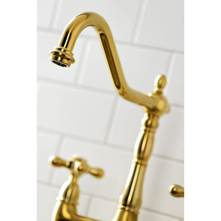 Kingston Brass Heritage 8" Center Kitchen Faucet with Side Sprayer Polished