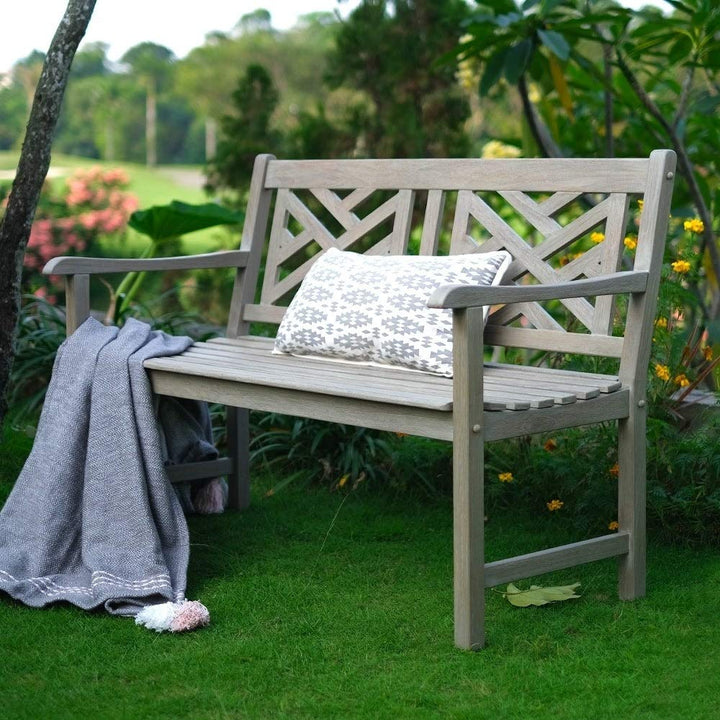 Cambridge Casual Maine Outdoor Garden Bench for Patio Furniture 4-Foot Weathered Weathered Grey