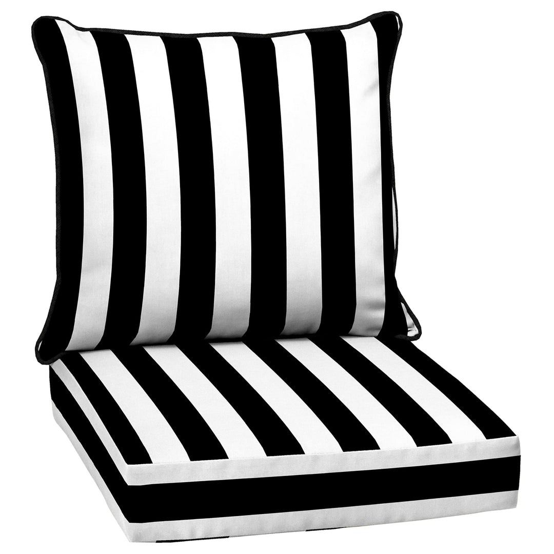 Arden Selections Outdoor ep Seat Set 24 x 24 Water Repellent Fade Resistant 24 W x 24 D in. - Black Cabana Stripe