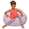 Posh Creations Bean Bag Chair for Kids Teens and Adults Includes Removable and 38 Inches Large - Canvas Roses Pink