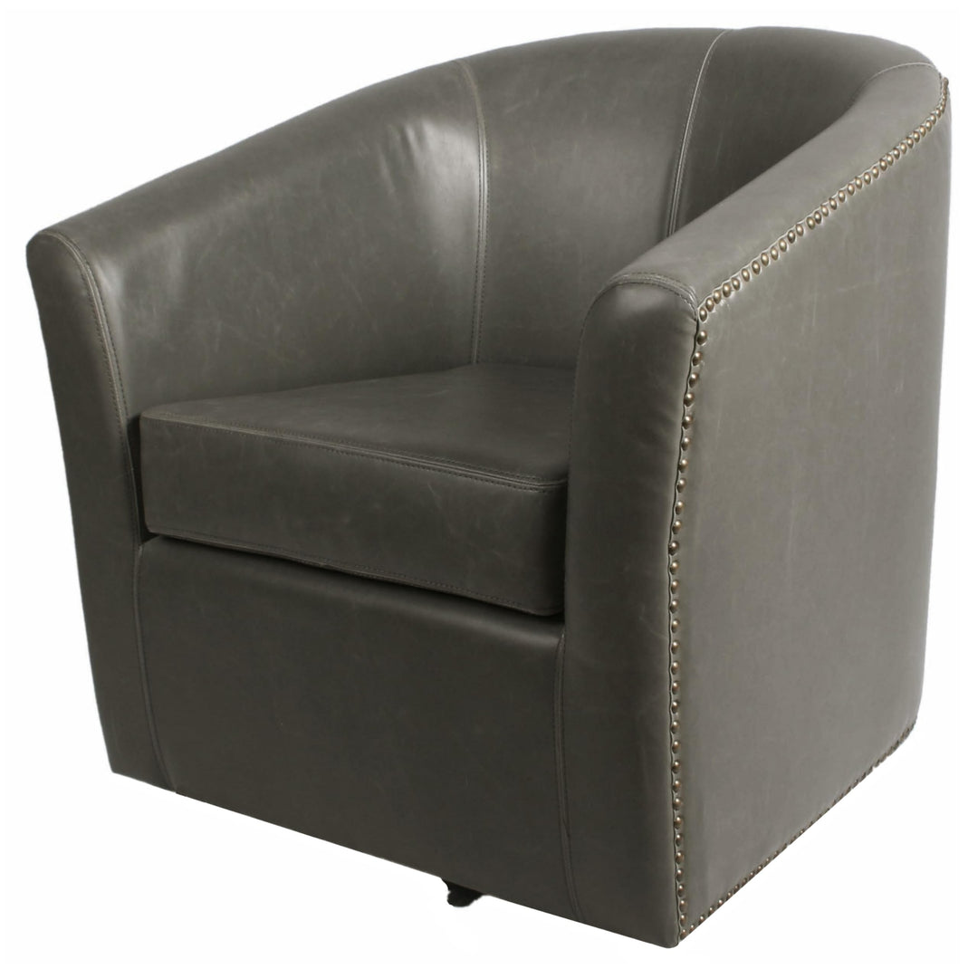 New Pacific Direct Ernest Bonded Leather Swivel Chair Vintage Gray Fully