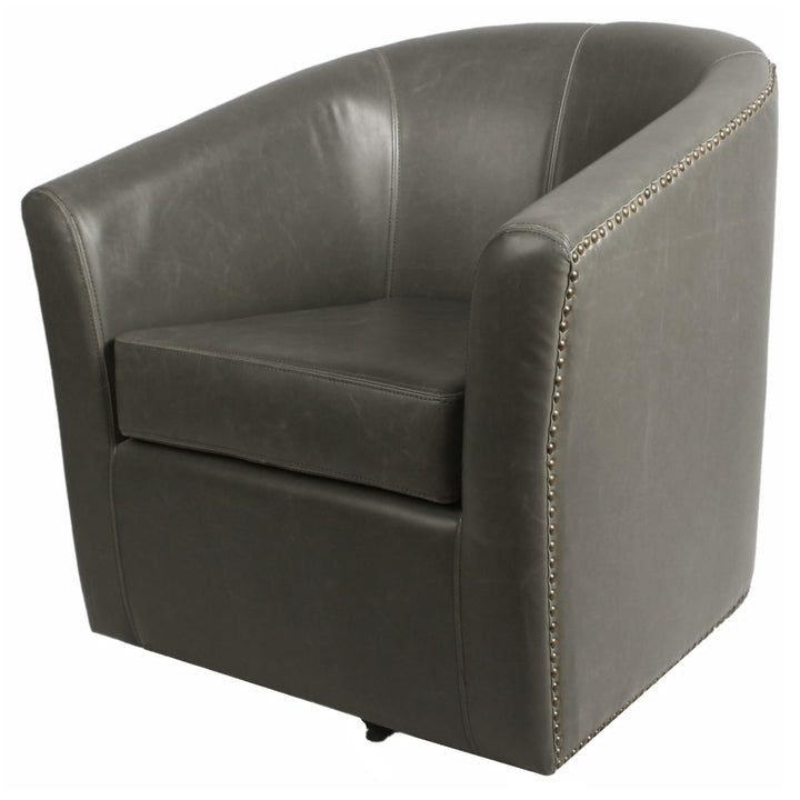 New Pacific Direct Ernest Bonded Leather Swivel Chair Vintage Gray Fully