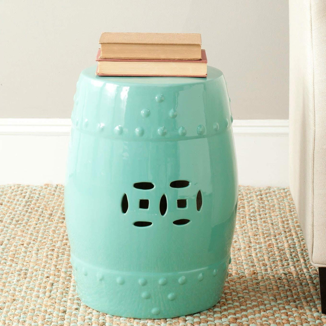 Paradise Treasures Light Blue Ceramic Garden Stool - 13" X 18" Modern