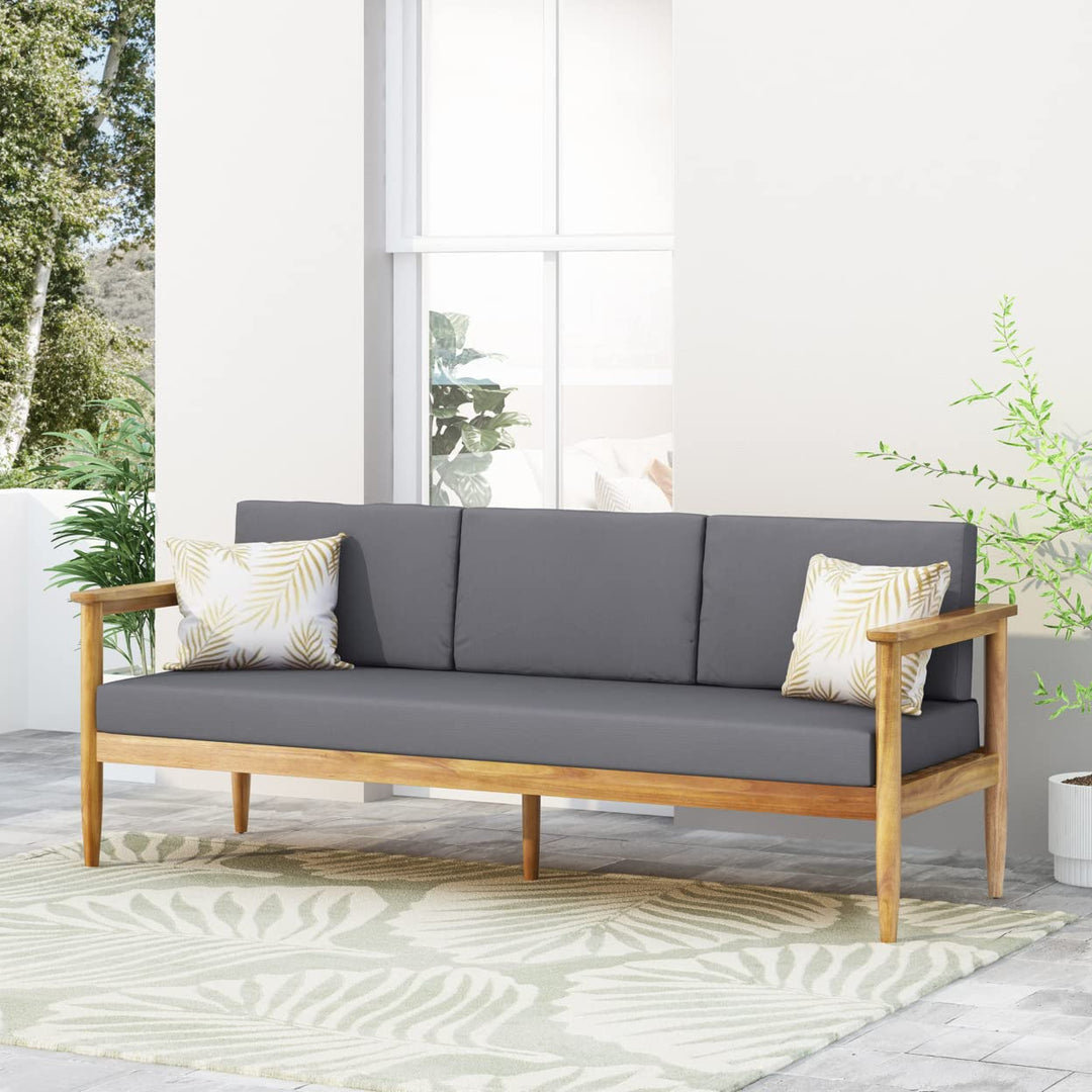 Christopher Knight Home Sofa Dark Gray + Teak