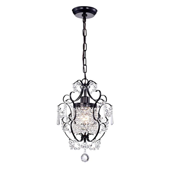 Warehouse of Tiffany RL4025BL Ava 1-Light Black 11" Crystal Chandelier 13" x 10" x 4"