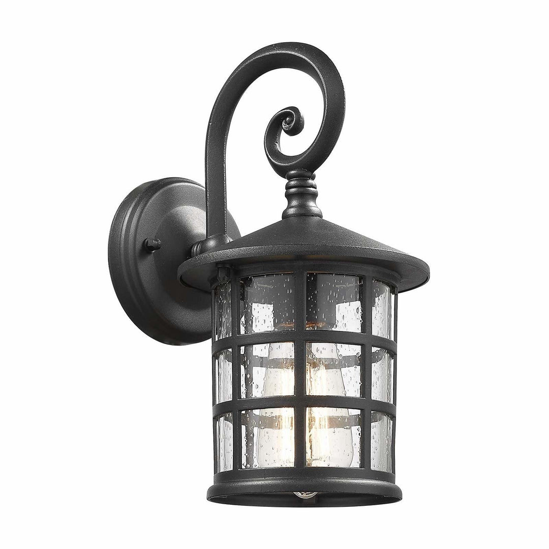 1-Light Black Glass Outdoor Wall Lantern Modern Contemporary Iron - Diamond Home USA