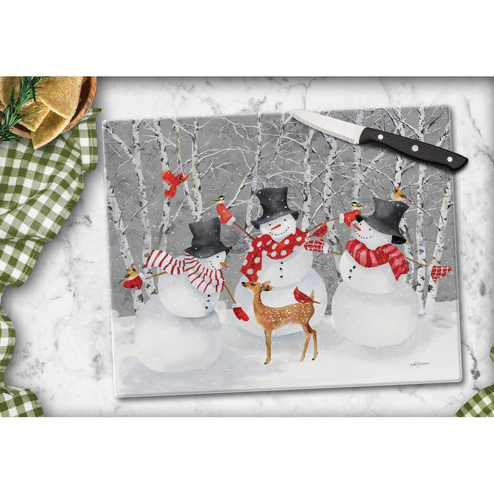 Glass Cutting Board Counter Saver 12"x15" Snow Day Multi Color