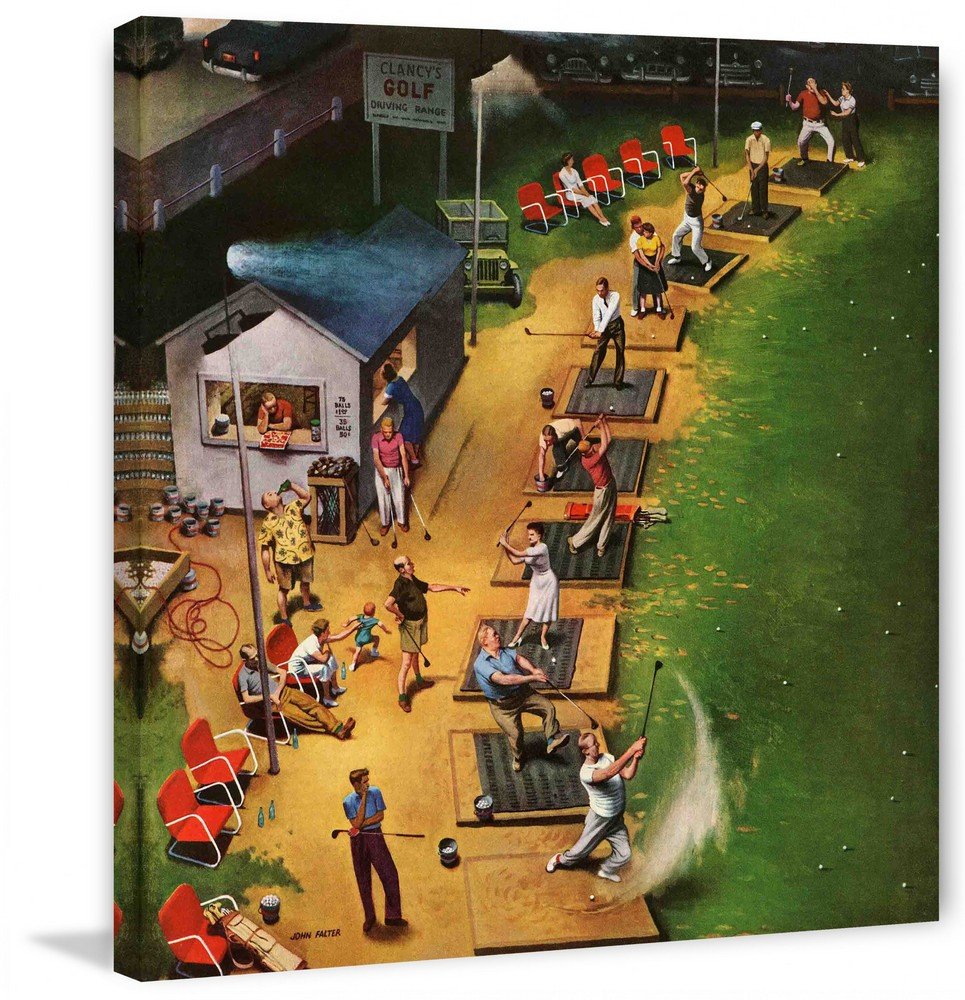 Marmont Hill Vintage-Sports 'Golf Driving Range' Canvas Wall Art 24" by 24" 24 x 24