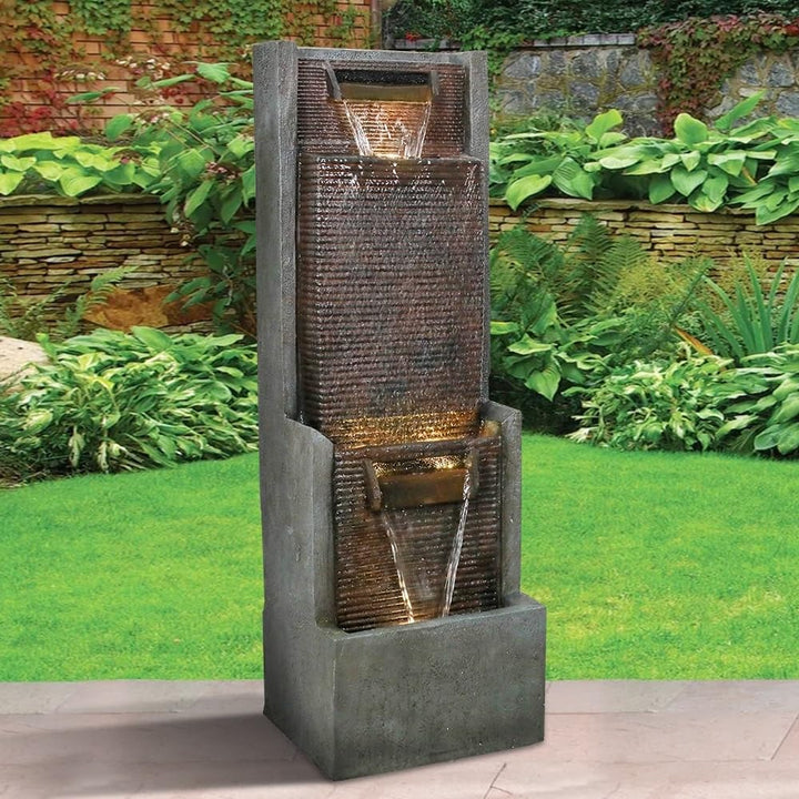 39.3-inch H Outdoor Water Fountain W/lights Indoor Cascading Fountains Grey - Diamond Home USA