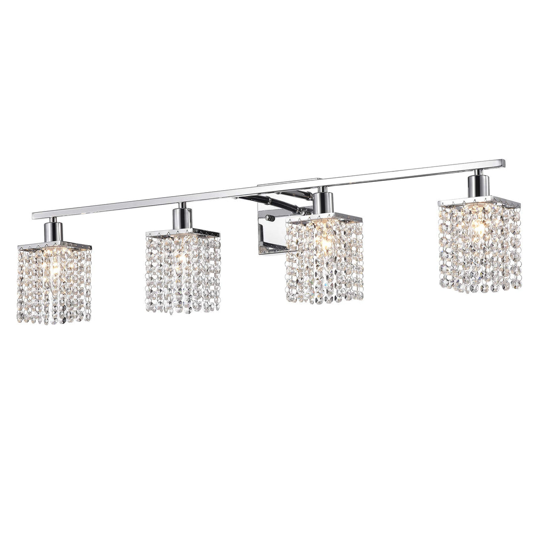 Warehouse of Tiffany WM141/4 Frindin Chrome 4 Vanity Lighting with Crystal