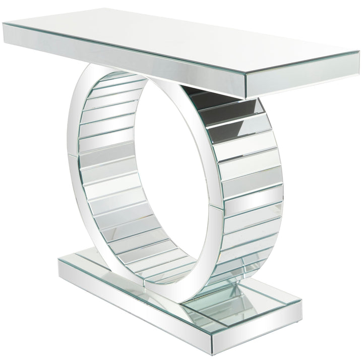 Silver Glass Mirrored Console Table Glam