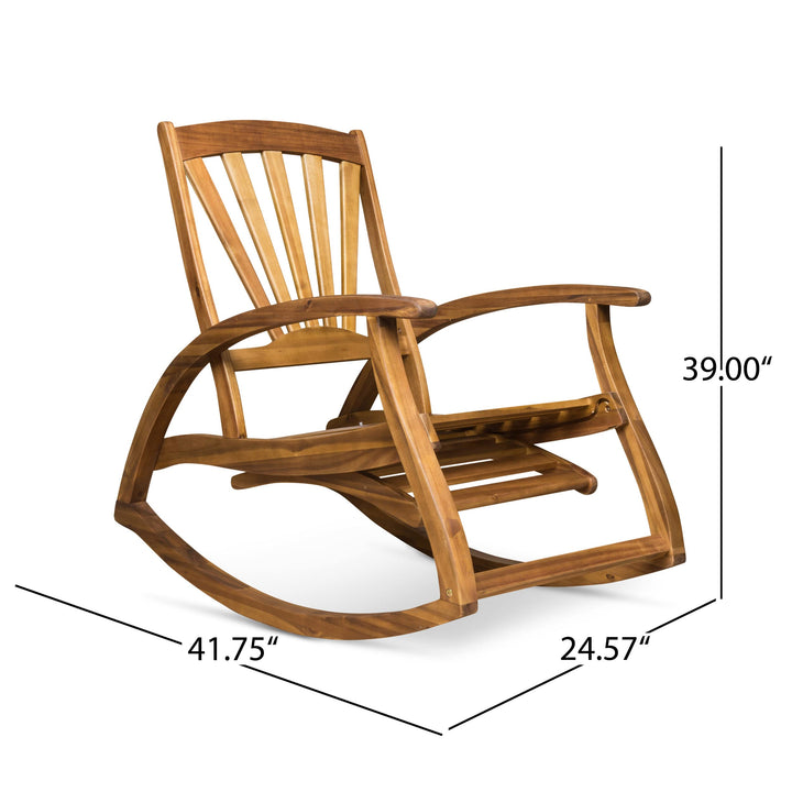 Christopher Knight Home Alva Outdoor Acacia Wood Rocking Chair with Footrest Finish