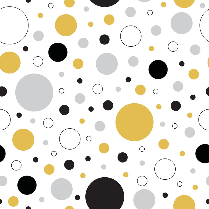 Yellow and Black Circles Removable Wallpaper 24'' Inch X 10'ft Grey White