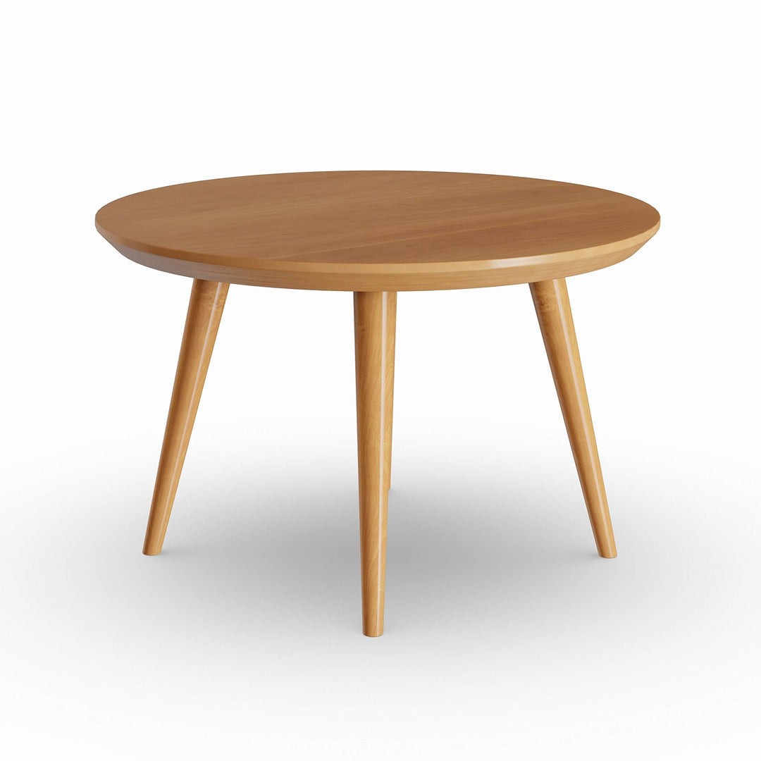 Mid-Century Modern Round Coffee Table with Solid Cherry Wood Top Tan Natural