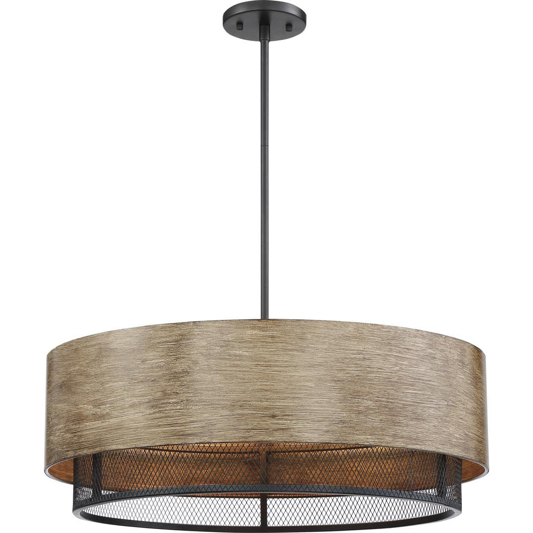 Nuvo 60/6980 Barrique Pendant Fixture Black with Honey Wood Finish 5 Light