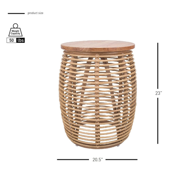 New Pacific Direct Iris Round Rattan End Table Honey Brown