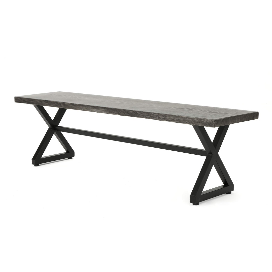 Christopher Knight Home Rolando Outdoor Aluminum Dining Bench with Steel Frame Grey