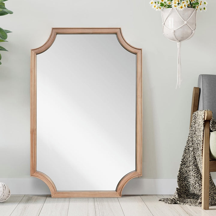 24" X 36" Rectangle Decorative French Country Scalloped Wood Framed Mirror Brown