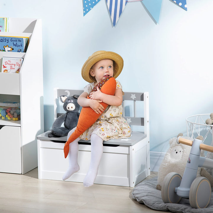 Toddler Toy Box Storage Bench with Large 27 L Interior Kids Seat for Playroom