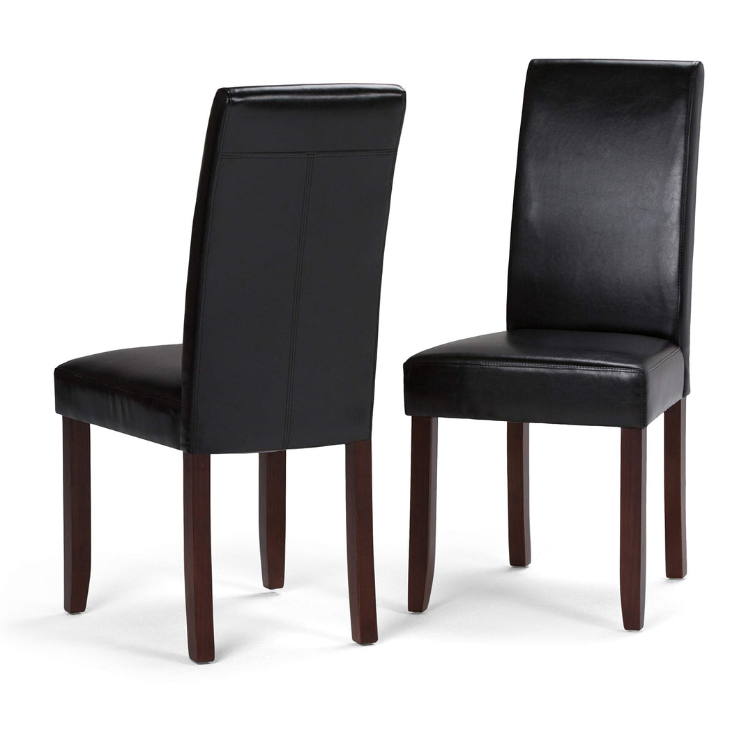 SIMPLIHOME Acadi Parson Dining Chair (Set of 2) Midnight Black Faux Leather