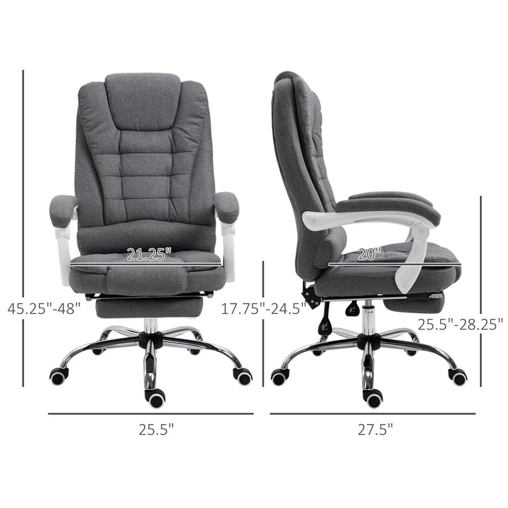 High-Back Executive Office Chair with Footrest Linen-Fabric Computer Padded