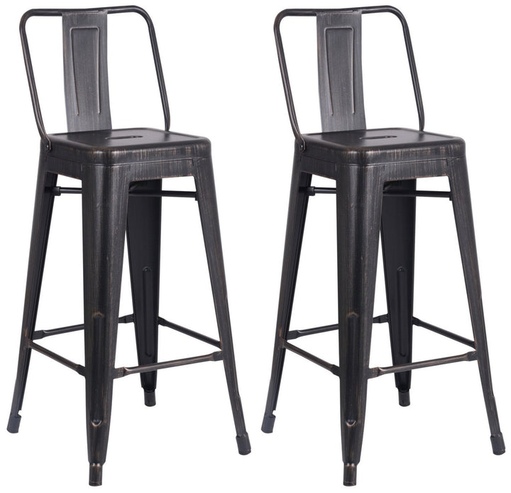 AC Pacific Modern Industrial Metal Bar Stools with Stylish Low Back Matte Finish black distressed