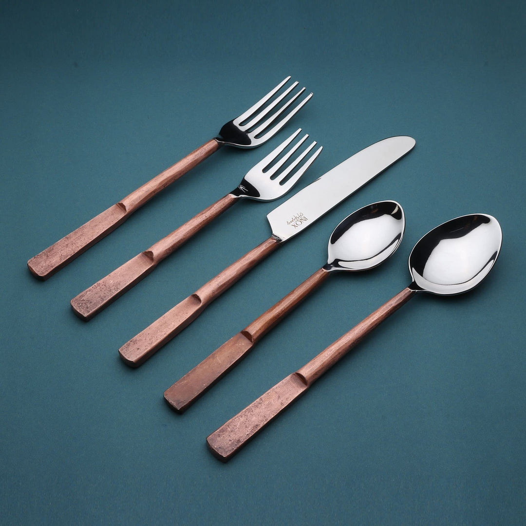 INOX Artisans Celia Copper Antique 20 Piece Flatware Set