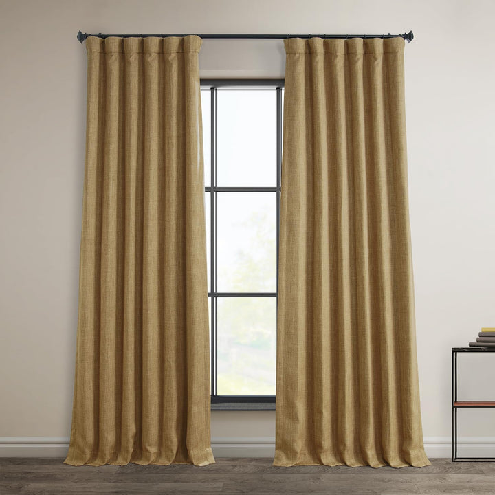 HPD Half Price Drapes Faux Linen Room Darkening Curtains - 108 Inches Long 50 X 108 - Butterscotch