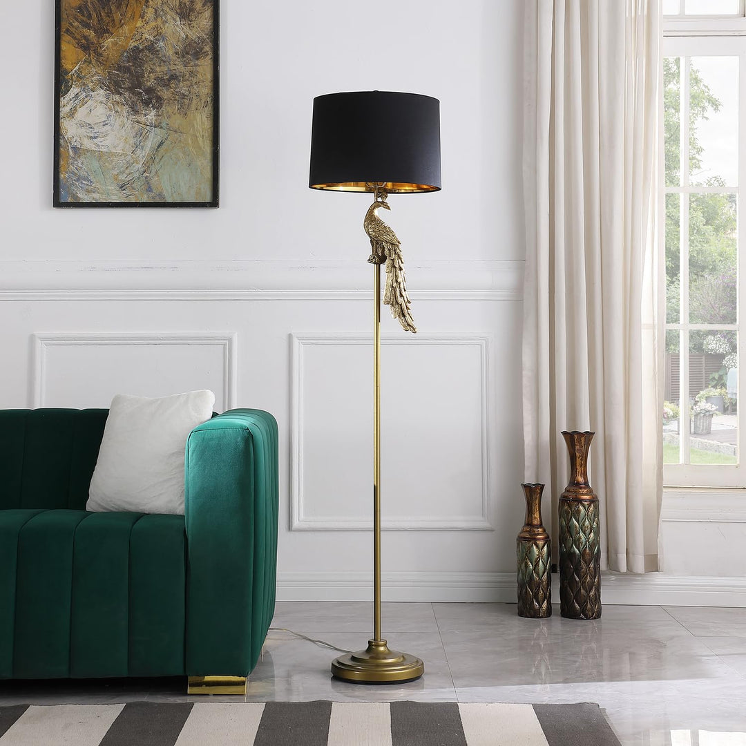 ORE International 64.5" in Modern Elegance Golden Peacock On A Pedestal