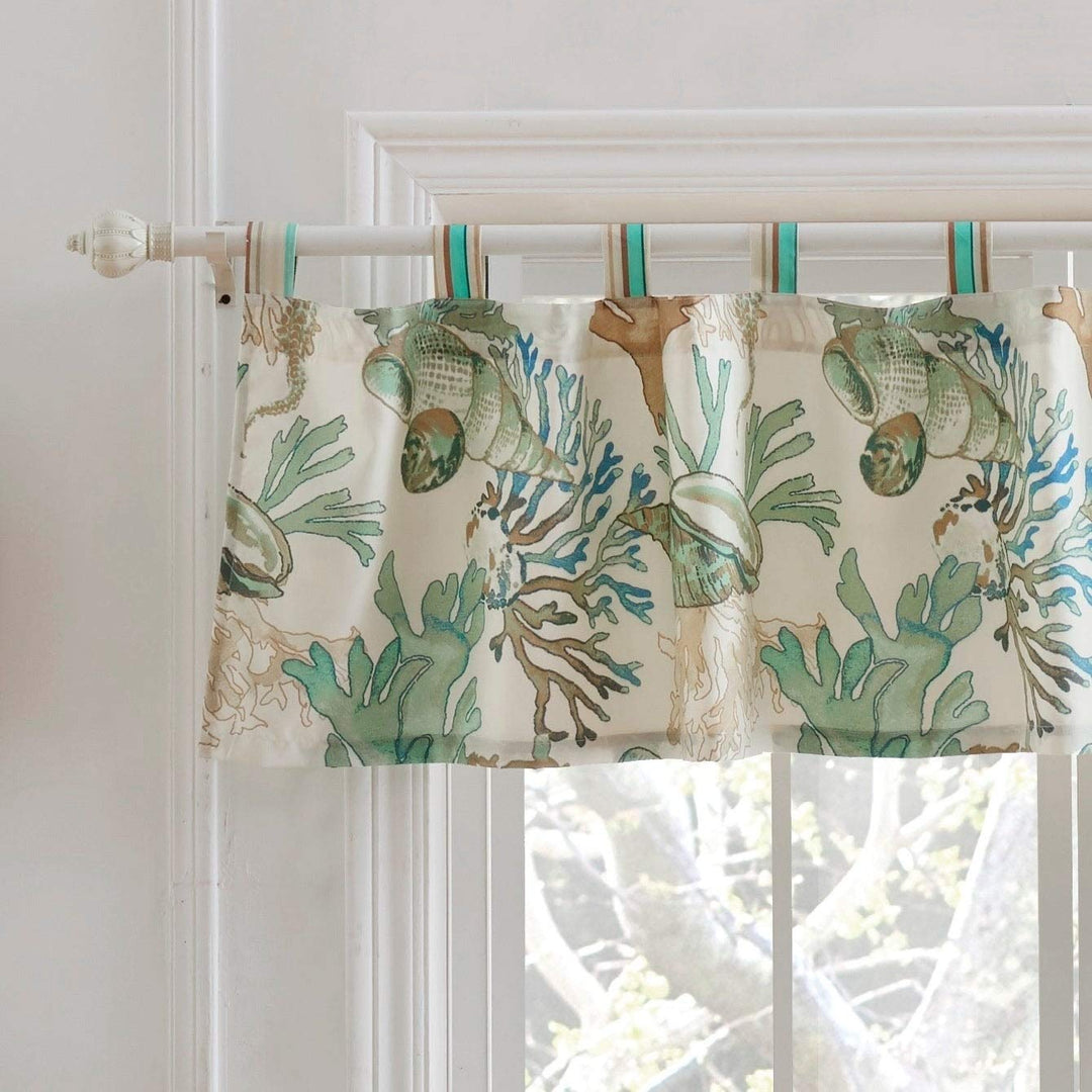 Green 84-inch Window Valance Coastal Nautical 100% Polyester Lined