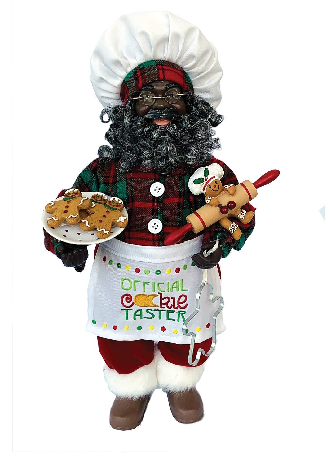 Santa's Workshop 15" Black Cookie Taster Claus Santa RED