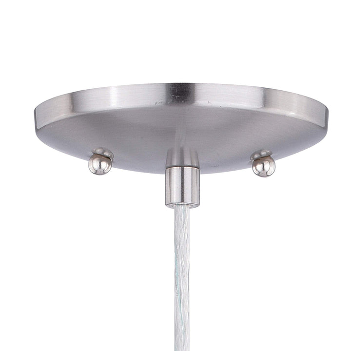 Satin Nickel Mini Pendant Ceiling Light Blue Glass - 4.75-in W X 9.75-in H D