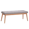 ModHaus Living Mid Century Modern Wood Button Tufted Upholstered Dining Bench Grey