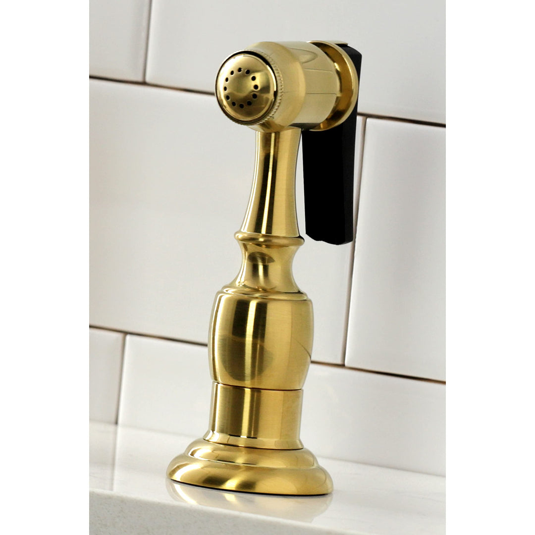 Kingston Brass Heritage Bridge Kitchen Faucet with Brass Sprayer