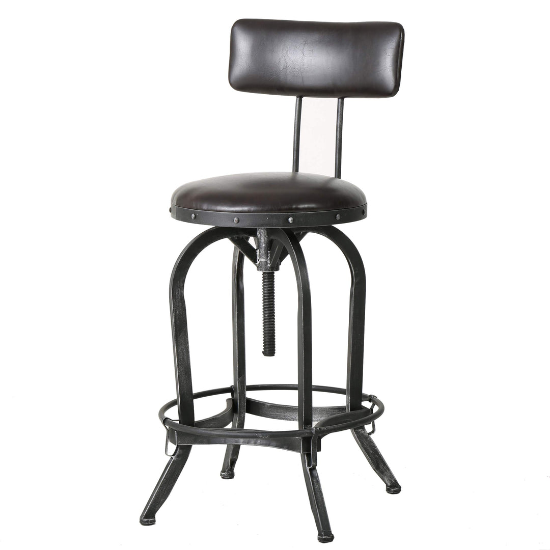 Christopher Knight Home Vlippu Leather Barstool with Backrest Brown