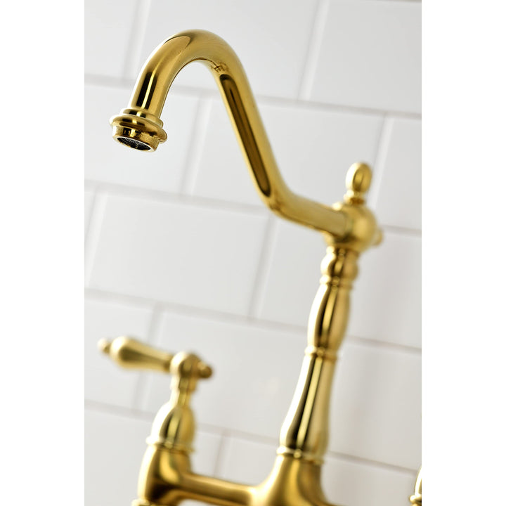 Kingston Brass Heritage Bridge Kitchen Faucet with Brass Sprayer