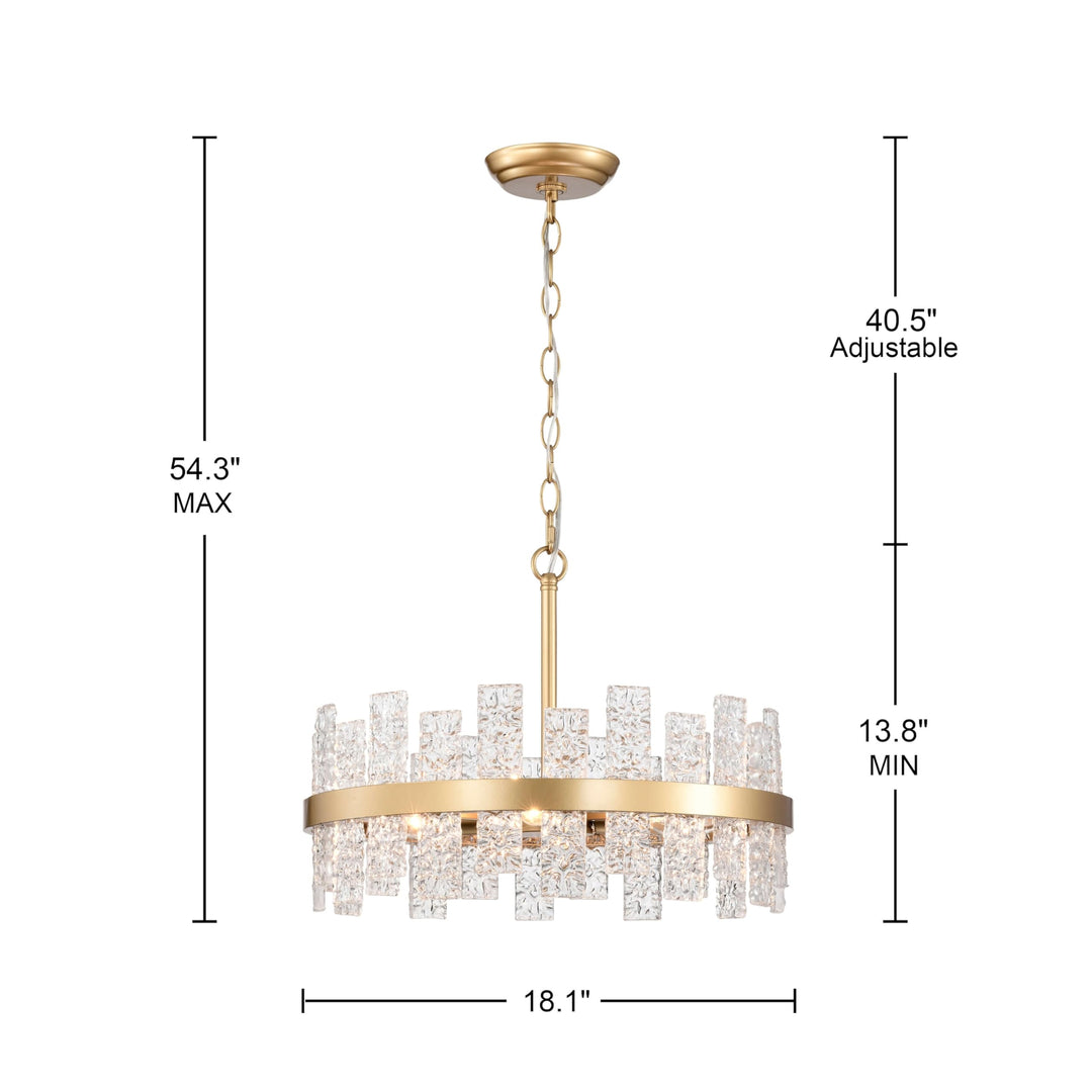 The Lighting Store Casandra 6-Light Drum Glass Strip Chandelier Shiny