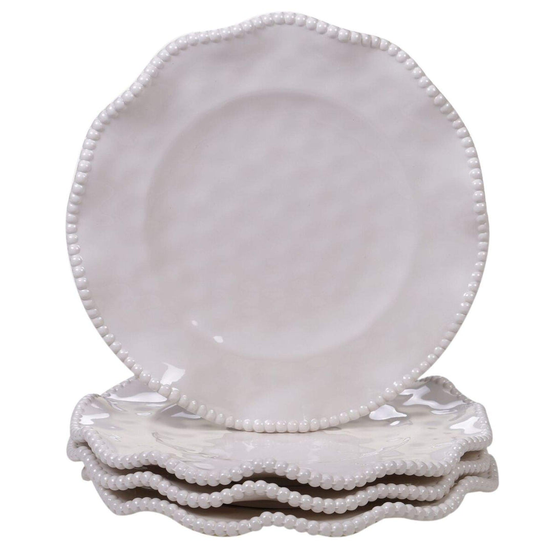 Certified International 4pc Cream White Contemporary Perlette Salad Plate Set 9" Beige