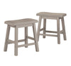 ModHaus Living Set of 2 Gray Country Style Saddle Back Solid Wood Stool - Grey