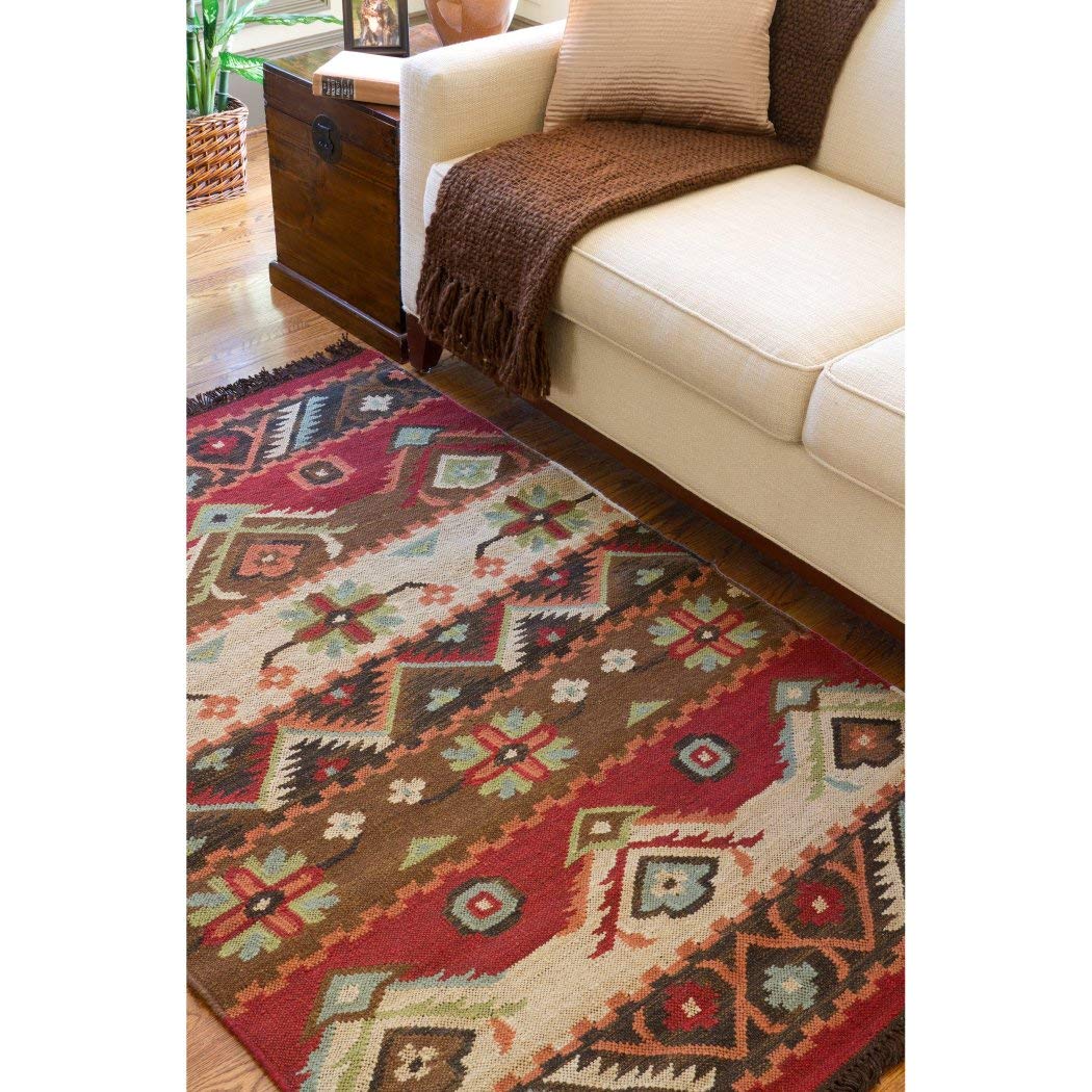 Livabliss Louise Handmade Southwestern Wool Flatweave Area Rug