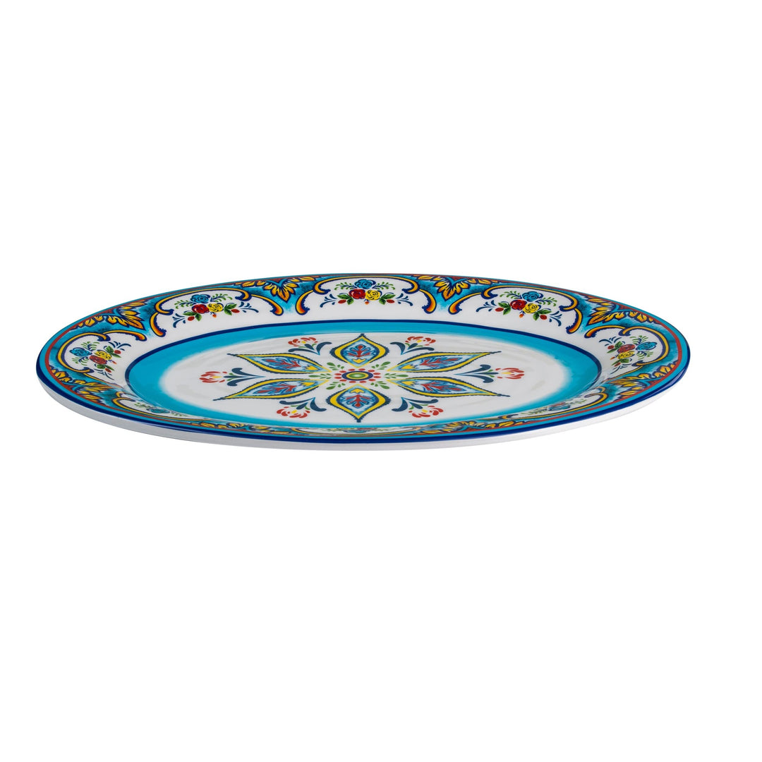 Euro 16-inch Oval Serving Platter Multi Color Ceramic Dishwasher Safe Microwave