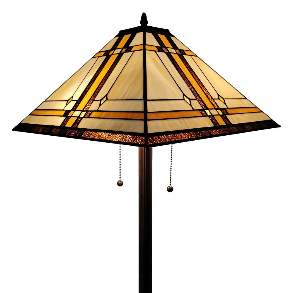 Amora Tiffany Floor Lamp Torchiere - Vintage Standing Light Floor Lamp - 61” - Diamond Home USA