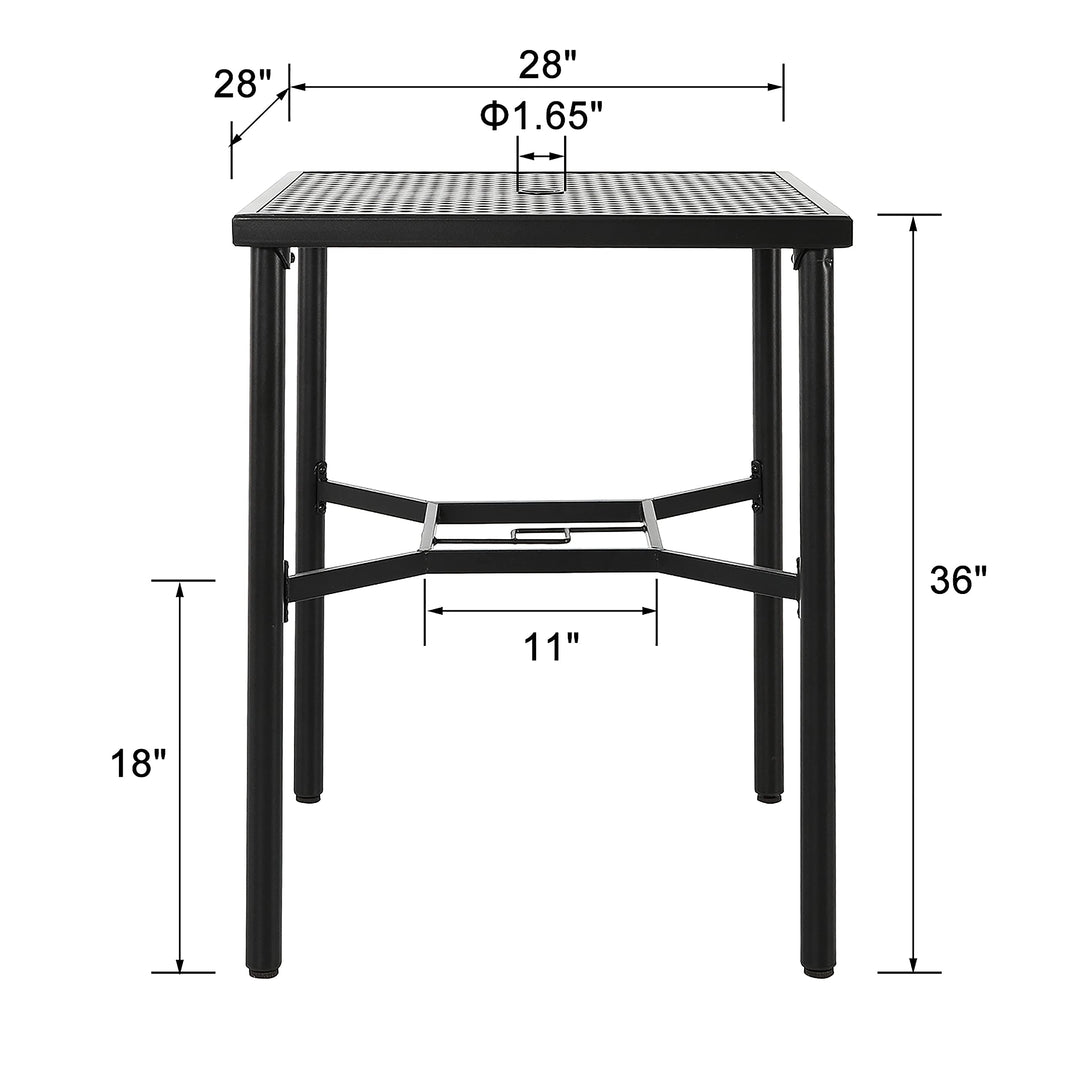 Garden 28-in. Outdoor Square Bar Table with an Umbrella Hole Black Classic