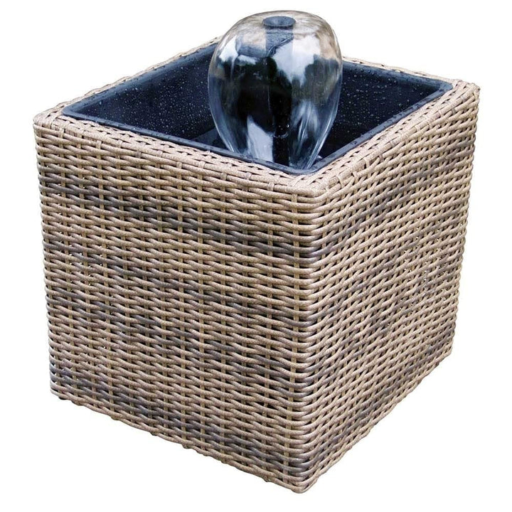 Wicker-look Water Feature Mini Pond and Fountain Grey Modern Contemporary