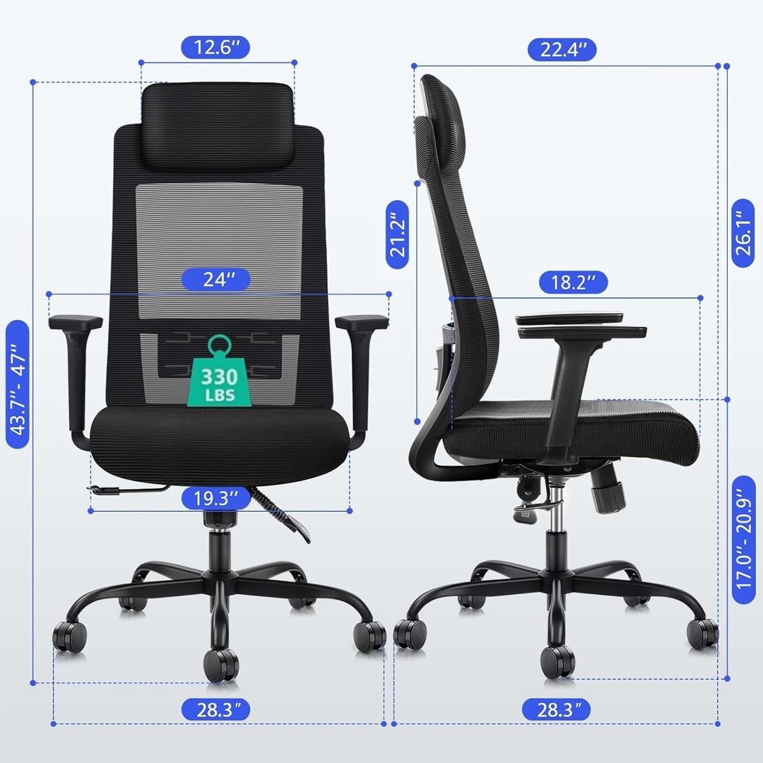 Ergonomic Computer Desk Chair High Back with Tilt Function Black Contemporary