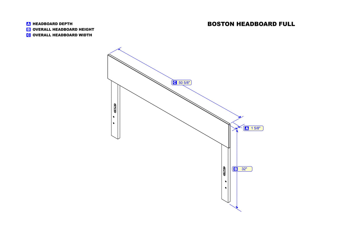 AFI Boston Full Size Headboard in Walnut - Diamond Home USA